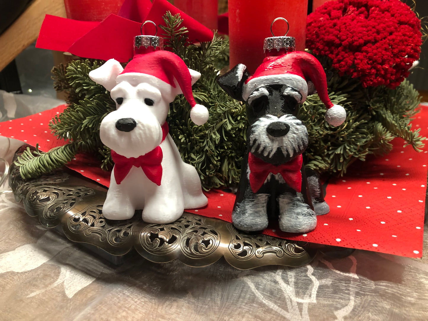 SantaPaws Weihnachtsbaum Ornament - Zwergschnauzer