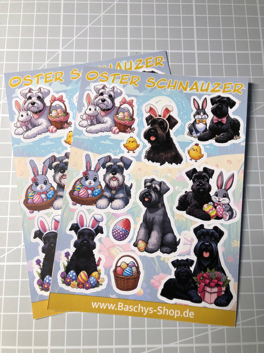 Aufkleber-Bogen Sticker Sheets Ostern - Schnauzer