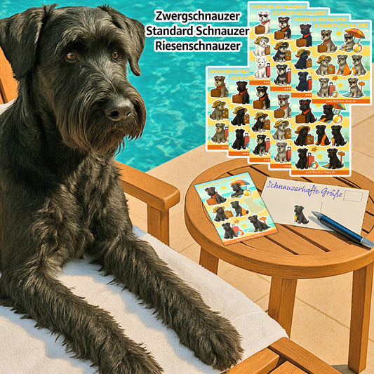 Aufkleber-Bogen Sticker Sheets Sommer Urlaub mit Schnauzern