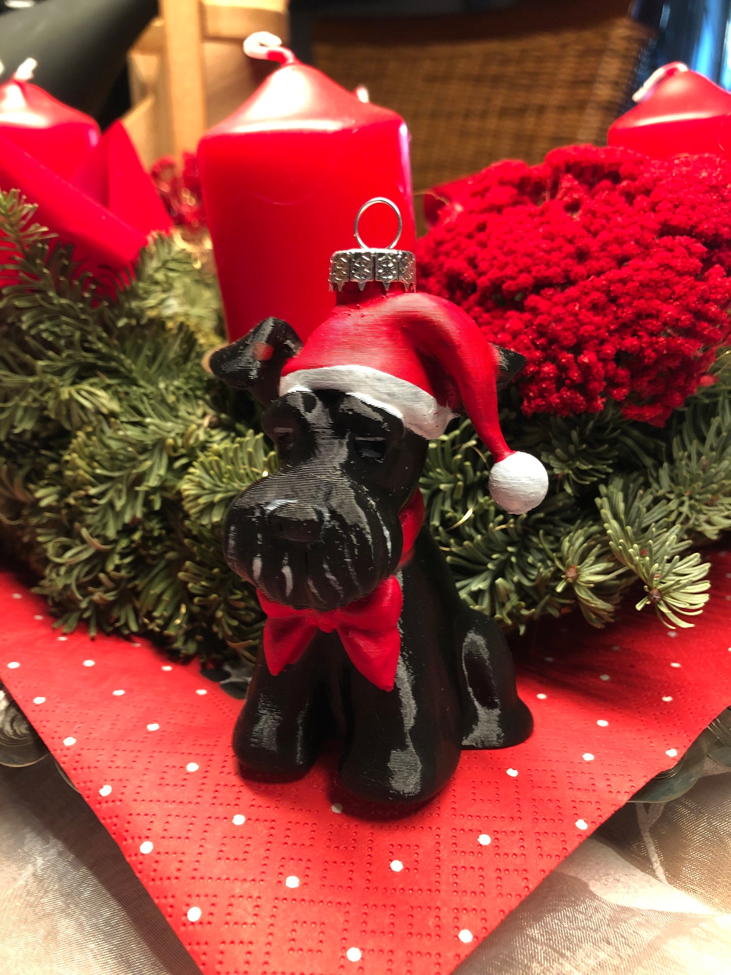 SantaPaws Weihnachtsbaum Ornament - Zwergschnauzer
