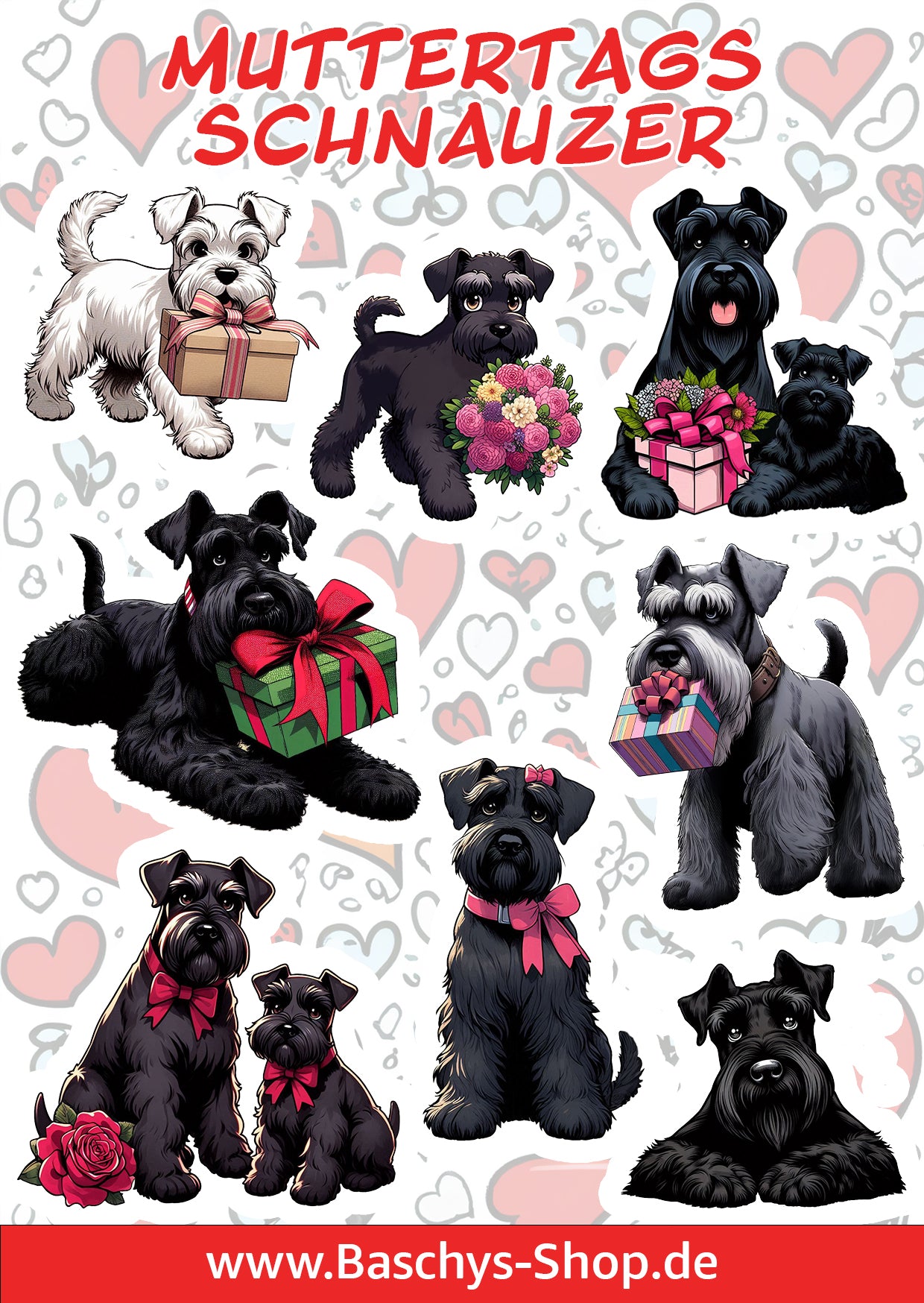 Aufkleber-Bogen Sticker Sheets Muttertag - Schnauzer