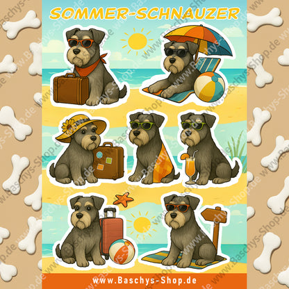 Aufkleber-Bogen Sticker Sheets Sommer Urlaub mit Schnauzern