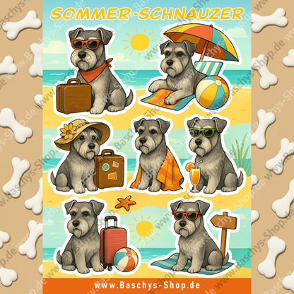 Aufkleber-Bogen Sticker Sheets Sommer Urlaub mit Schnauzern