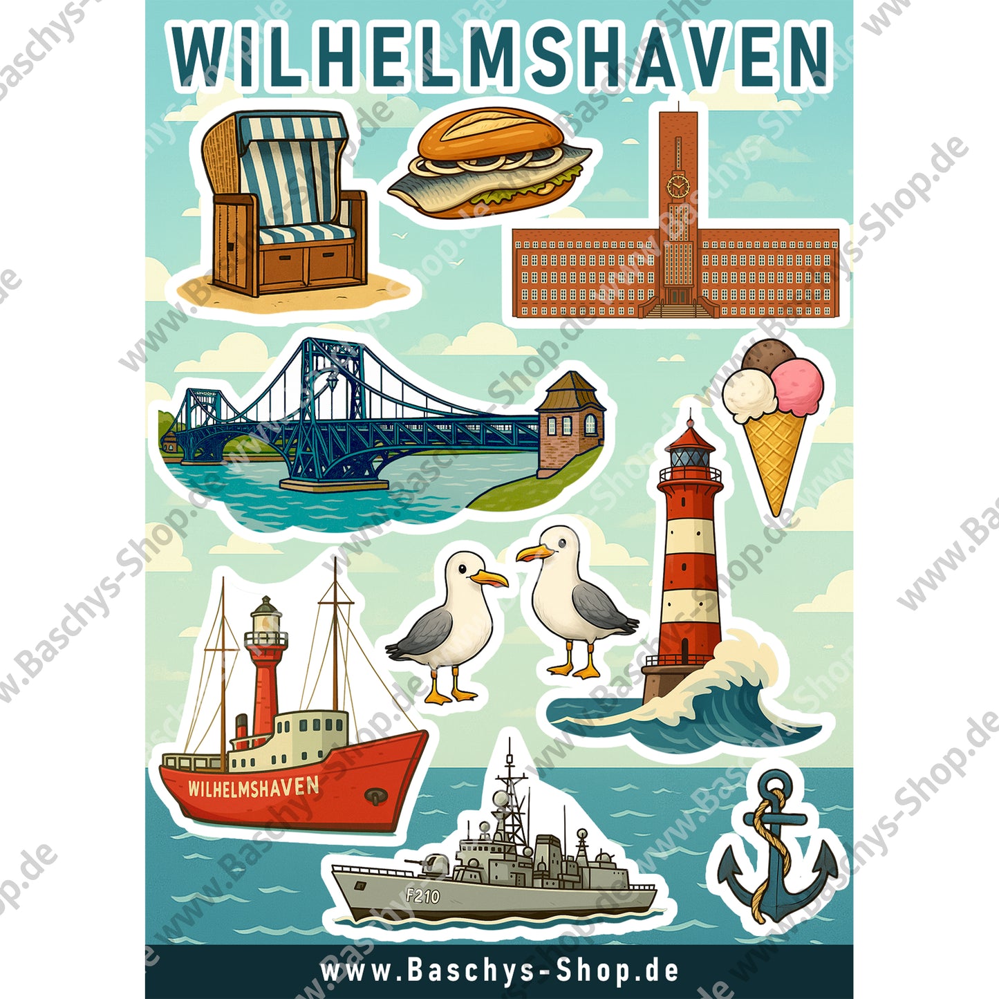 Aufkleber-Bogen Sticker Sheet Wilhelmshaven