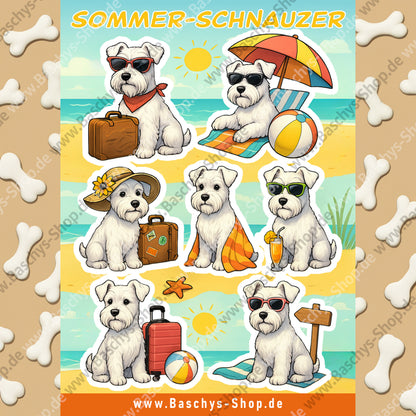 Aufkleber-Bogen Sticker Sheets Sommer Urlaub mit Schnauzern